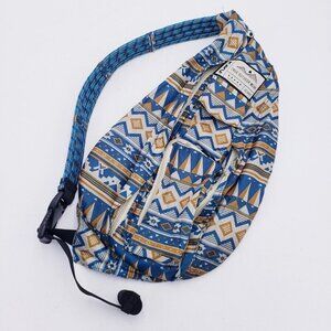 Kavu Rope Sling Backpack Bag Multicolor Geometric Blue Water Resistant